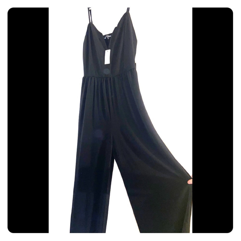 Express deep v neck jumpsuit